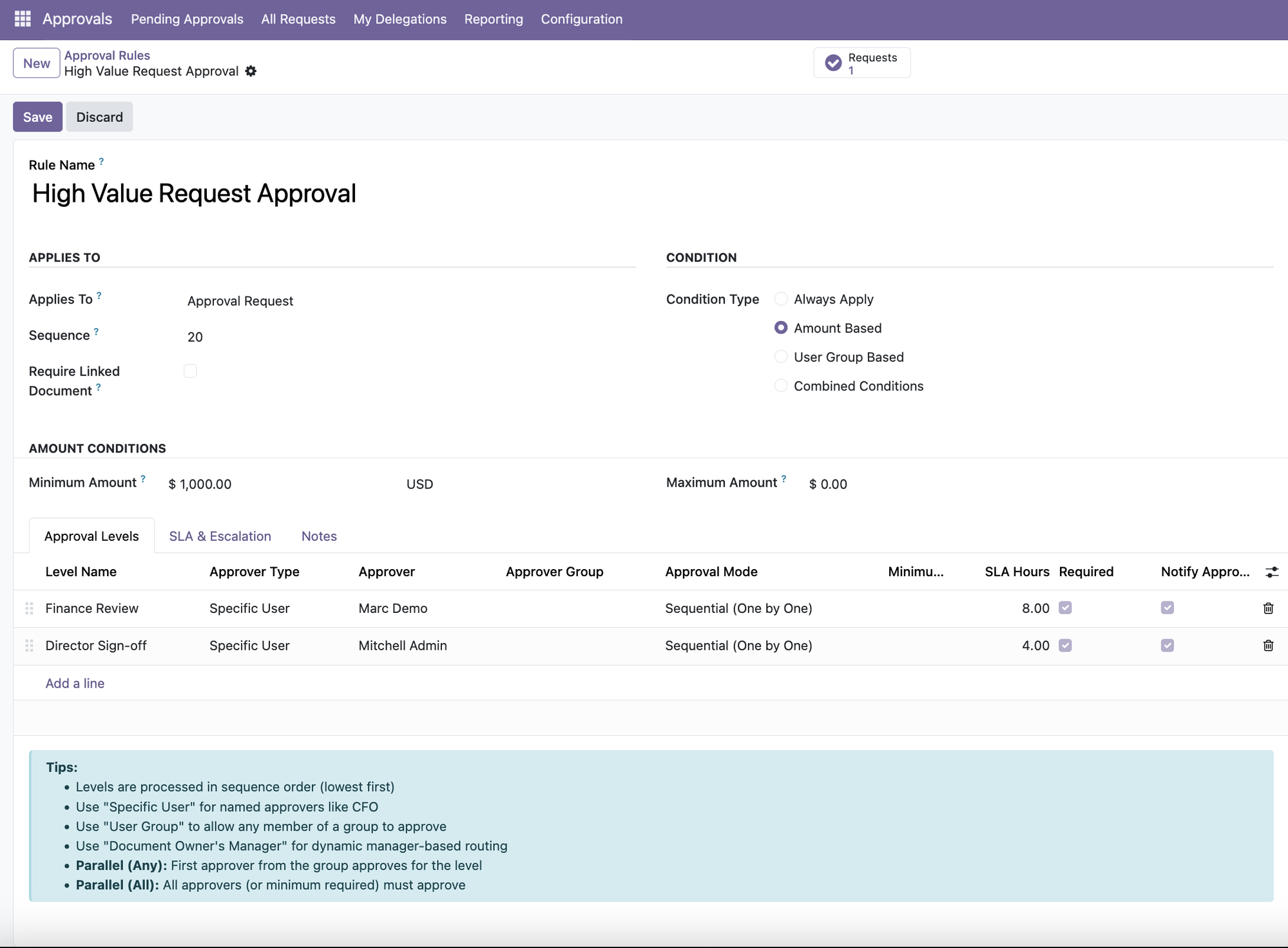 Amount-Based Multi-Level Rule