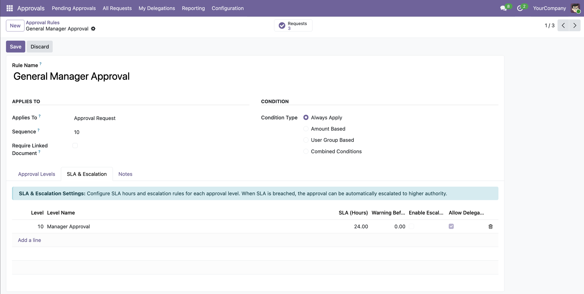 SLA and Escalation Configuration